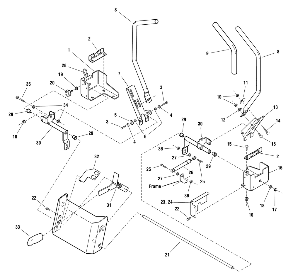 Controls Group Diagram and Parts List for 2277700-107277700-ZT7000 2004 Briggs and Stratton Lawn Tractor